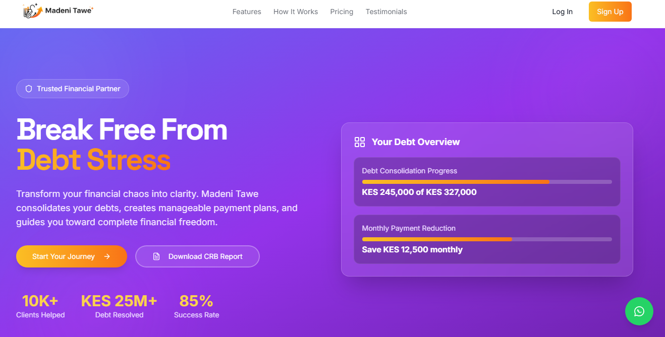 A screenshot of the Madeni mobile app interface for tracking personal debts.