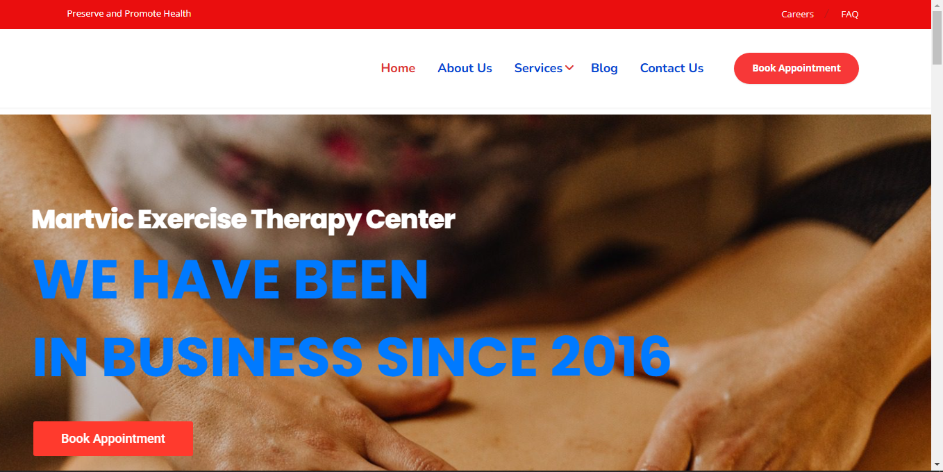 The Martvic Therapy website, featuring a calm and welcoming design for mental health support.